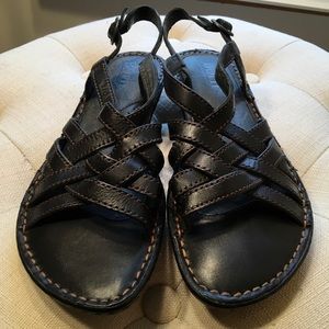 NWOT Born Black Leather Strappy Sandals. Size 7.